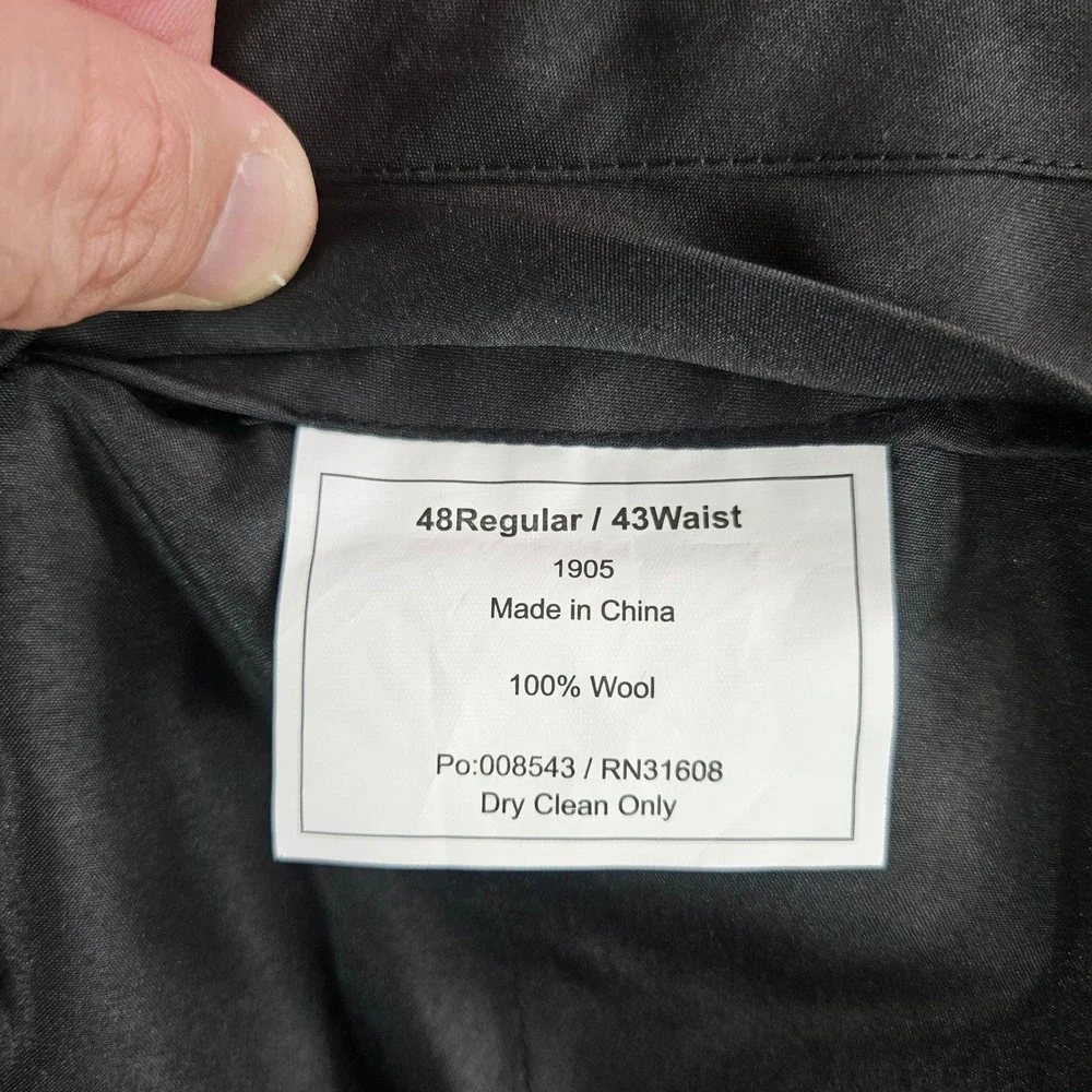 Jos. A. Bank 1905 Navy Blue 100% Wool Suit 48 Regular 43 Waist Unhemmed Pants